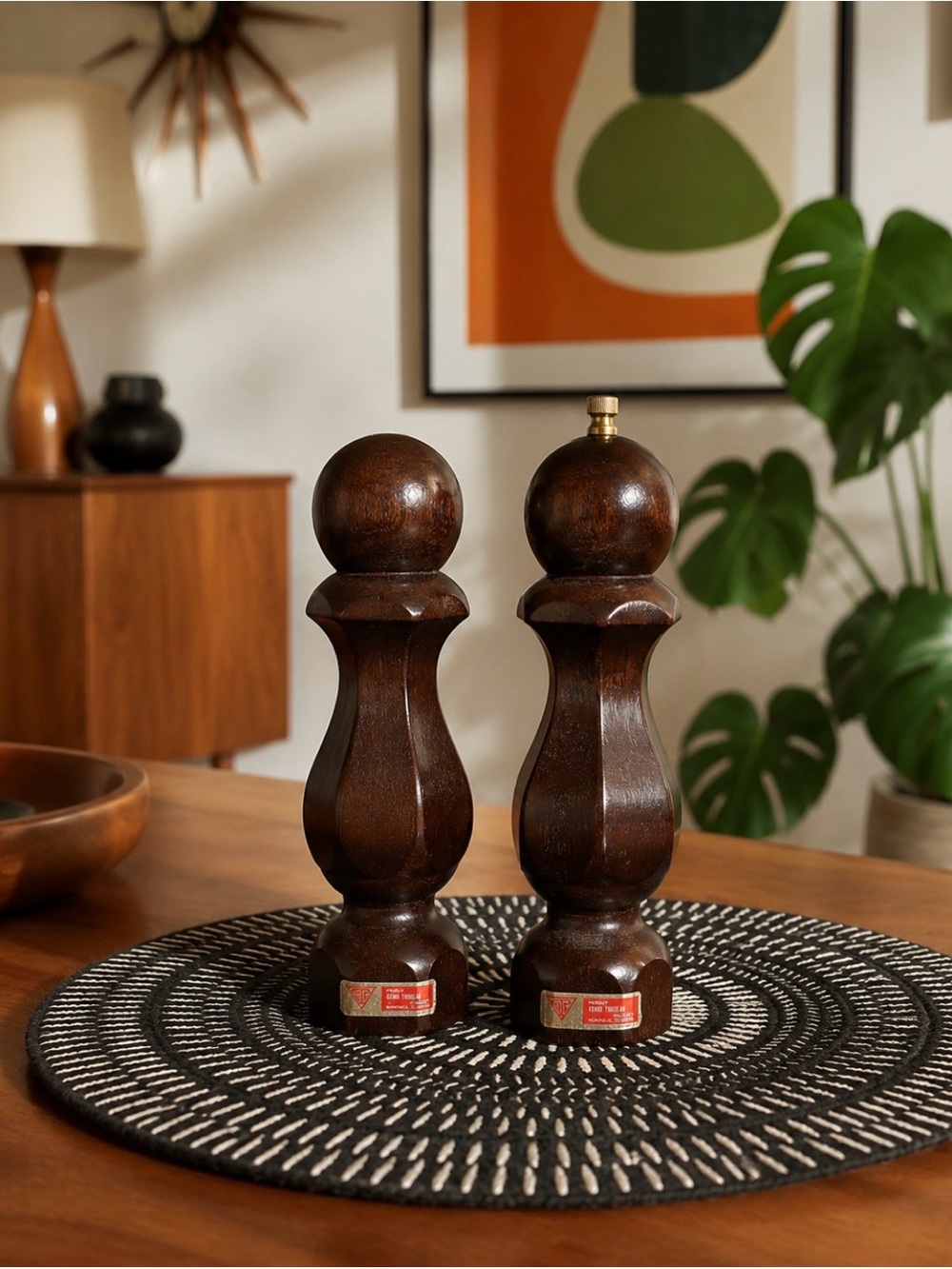 Vintage MCM G.T.C Denis Trudeau Gemini salt and pepper mill set